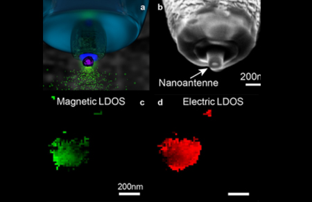 Image au microscope électronique à balayage d’une nano-antenne photonique en silicium